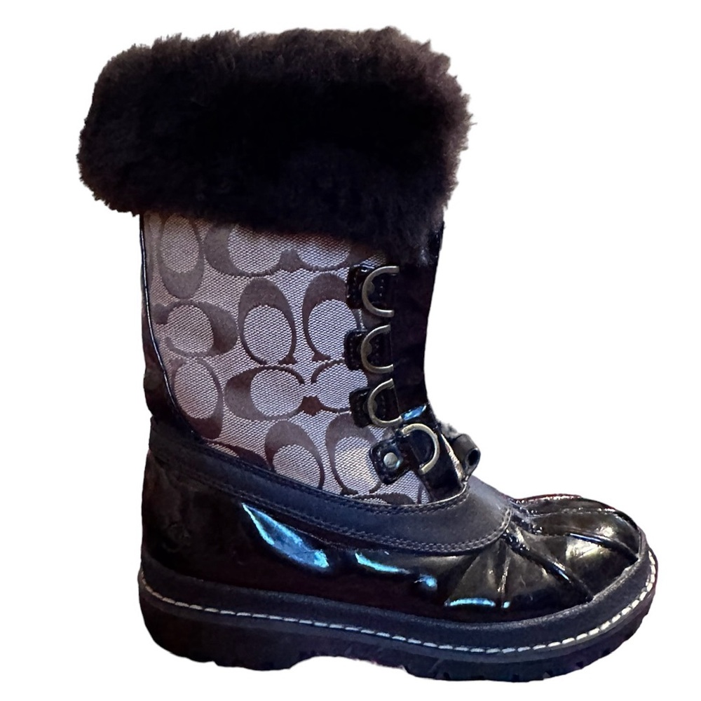 Coach Leonora Women’s Brown Winter Boots Furry Lining - Picture 1 of 14